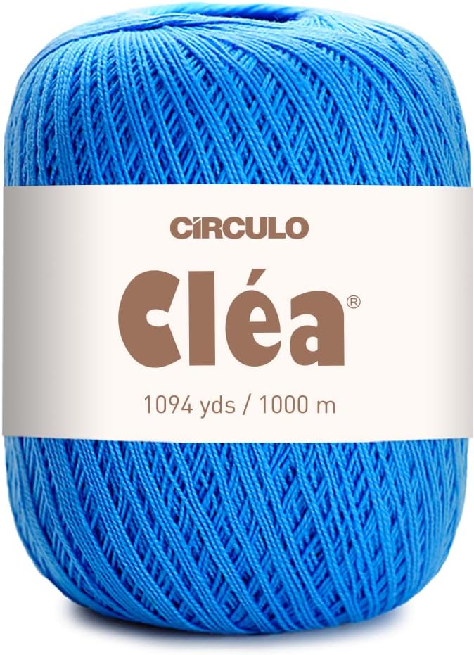 CRCULO Circulo Clea Yarn – Crochet Thread Fine Size 10-8/2 Perfect for Weaving - 100% Mercerized Brazilian Cotton (Pack of 1 Ball) – 5.3 oz, 1094 yds - Color: 2500 - Acqua - Image 1